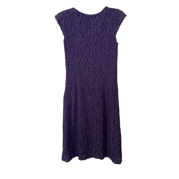 Coldwater Creek Purple Lace Knee Length Dress Size 4 Cap Sleeve​ - Picture 3 of 14